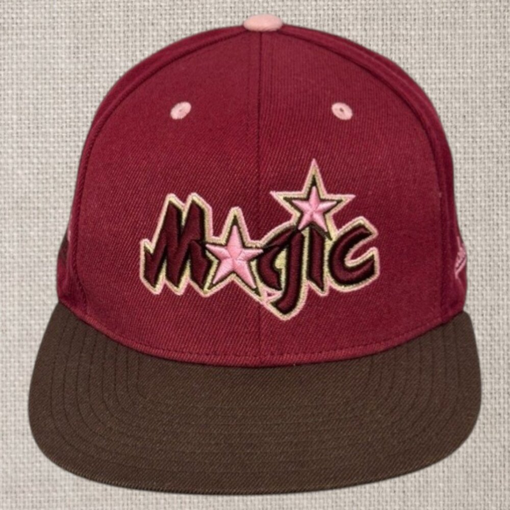 Mitchell & Ness Hardwood Classics Orlando Magic Burgundy Pink Brown Fitted Hat